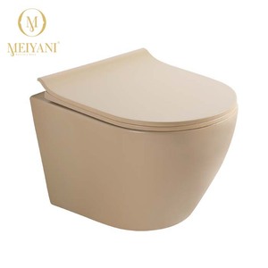 MEIYANI Rimless Flushing Bathroom <strong>Toilet</strong> One-time Glaze One-time Firing Matte <strong>Blue</strong> Color Wall-hung <strong>Toilet</strong> - Product Image 5