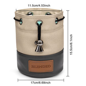 Sac de rangement pour objets de valeur de golf en toile et cuir avec cordon de serrage, sac d'accessoires de golf, pochette pour balles de golf - Grande Vente - Product Image 6
