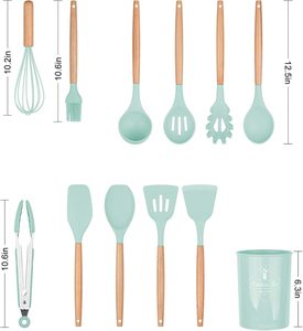 Accessoires de cuisine Outils de cuisine Ustensiles de cuisine en silicone de qualité alimentaire avec manche en bois - Product Image 2
