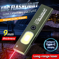 Lampe de travail tactique ultra-mince magnétique pour plongée en extérieur, laser rouge UV, alliage d'aluminium, IP65, portée du faisceau 50m, 600 lumens, 3.7V