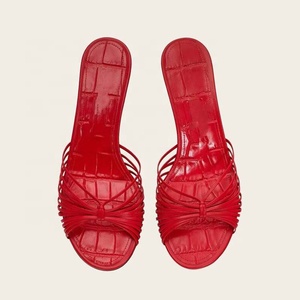 <b>Big</b> Size 44 Low Cut Out Metal Heels Shoes Women Dress Slippers Open Toe Sandals Summer on Mules - Product Image 3