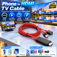 Câble HDMI pour téléphone 1080P, adaptateur de téléphone portable vers TV, compatible avec les appareils iOS Android USB C, moniteur HDTV, projecteur