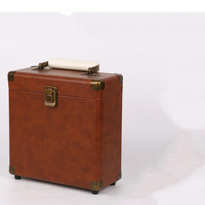 Factory Custom PU Leather 12 Inch <b>Vinyl</b> Record Storage Box Foam Insert Carrying Case - Product Image 1