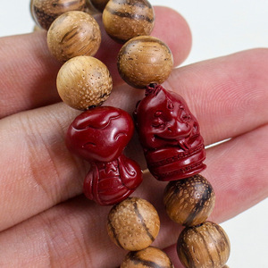 Vietnamese Agarwood Snake <b>Bracelet</b> 10mm 17 Beads <b>Red</b> Cinnabar Pendant Unisex Everyday Wear Jewelry - Product Image 2