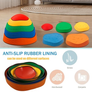 Pierres d'équilibre pour enfants, 5 pièces, pierres antidérapantes, blocs d'équilibre, <span class=keywords><strong>parcours</strong></span> d'obstacles, jouets sensoriels pour l'intérieur et l'<span class=keywords><strong>extérieur</strong></span> - Product Image 4