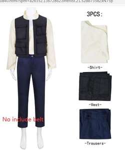 Disfraz de Cosplay de <span class=keywords><strong>Han</strong></span> <span class=keywords><strong>Solo</strong></span> para Hombre, Traje de Halloween, Chaleco, Pantalones y Cinturón de <span class=keywords><strong>Han</strong></span> <span class=keywords><strong>Solo</strong></span> - Product Image 2