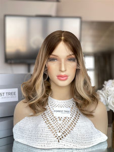 Alta calidad 100% europeo medio suelto onda judía cabello humano virgen grado Rubio transparente para encaje peluca Kosher sin pegamento - Product Image 3