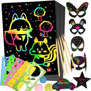 Yongncrianças cor mágica arco-íris arco-íris, papel nota, livro, diy, desenho, brinquedos, scraping, pintura, infantil