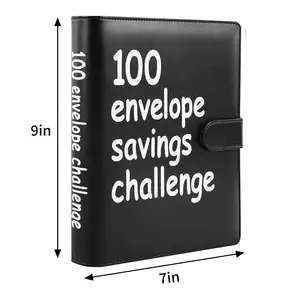 Black Custom 7*9'' 100 Day Envelope Challenge Kit Budget Cash Stuffing Wallet Savings Challenge Binder