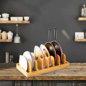 Wooden Multifunctional Kitchen Rack Household Desktop Storage for Frying <b>Pan</b> Plate & Drying Rack for Dinnerware - Product Image 5
