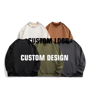 Custom Logo Man Suede Sweatshirt Embroidered Suede Women Unisex Crewneck Drop Shoulder Oversize Suede Sweatshirt