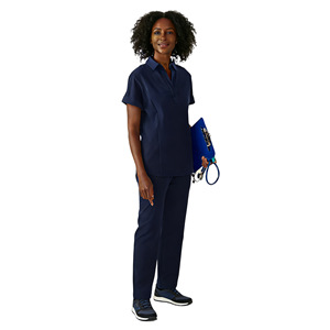 Unisex Hospital Scrub Suit Split Set Rose Red Light Purple Royal Blue Navy Blue Light Green Wine Red HZM-191 Woven Fabric - Product Image 2