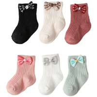 Chaussettes pour bébé personnalisées avec nœud, chaussettes côtelées pour nouveau-né, chaussettes pour nourrisson, chaussettes en coton doux, chaussettes mignonnes pour tout-petits