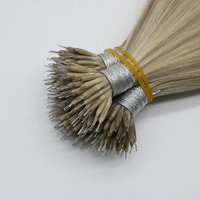 Ekstensi Rambut Remy Micro Beads Nano Tip Virgin Straight Blonde Rambut Asli Berkualitas Tinggi Ring Links
