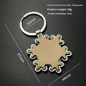 <b>Custom</b> Christmas Beech Wood Wholesale Wooden Wood Eco-Friendly Metal Key Chains Snowflake Shape Key Rings <b>Keychain</b> - Product Image 4