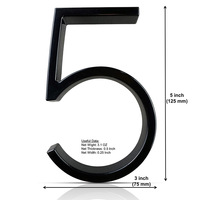 Numéros de maison modernes 3D en métal noir Grandes lettres flottantes en acier inoxydable Hôtels Appartements Maisons Plaque de porte décorative Adresse