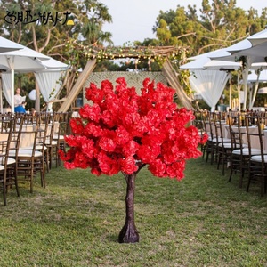 Decoración de árboles de flor de cerezo artificiales rojos de nuevo diseño de 4 pies y 5 pies, centro de mesa, árbol para boda, evento, fiesta - Product Image 3