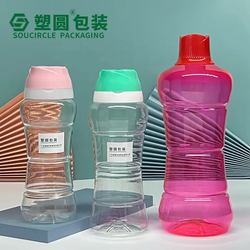 Üretici 750ml 1L 2L boş PET geniş ağız çamaşır deterjanı şişesi koku boncuk granülleri tozu ile koku boncuk şişe