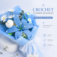 Bouquet de fleurs artificielles au crochet fait main 2026 : Lys, Muguet, Rose, Tulipe – Idéal pour les cadeaux de remise de diplôme et d'anniversaire
