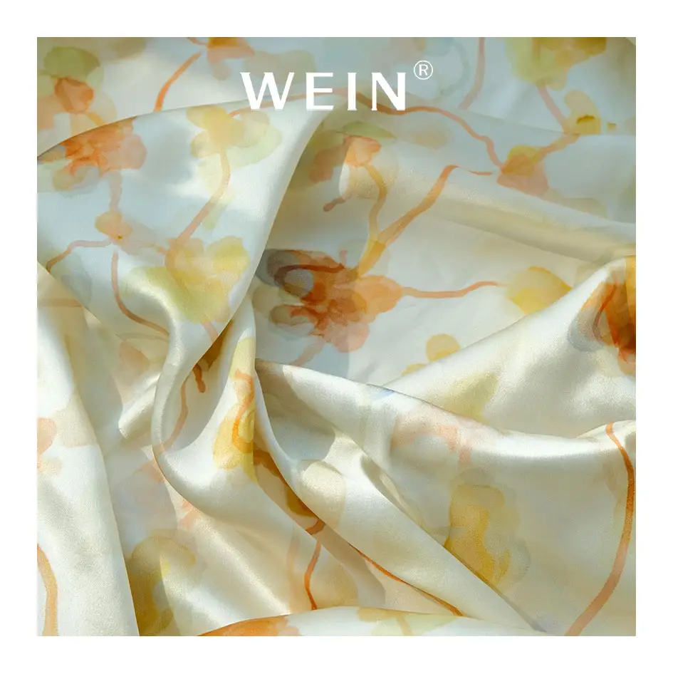 WI-Z0616 vestito di vendita caldo stampa floreale 100% tessuto di seta di raso stampa digitale tessuto di seta per il vestito