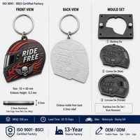 Porte-clés en aluminium léger 3D gaufré, certifié SGS, écologique, personnalisé, pour casque de moto, vente en gros