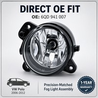 OEM 6QD941700 6QD941699 Phare antibrouillard halogène avant droit 12V 18W Lentille transparente pour VW Polo 9N3 Facelift Hatchback 2005-2009