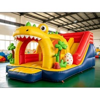 Structure de jeu gonflable extérieure Crocodile avec toboggan et zone de saut, design animalier Safari, pour la location en maternelle et pour carnaval