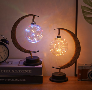Luci Fatate LED a Forma di Luna con Lampada a Globo Sospeso, Luce Notturna per Tavolo, Camera da Letto, Ufficio, Decorazione Casa - Product Image 4