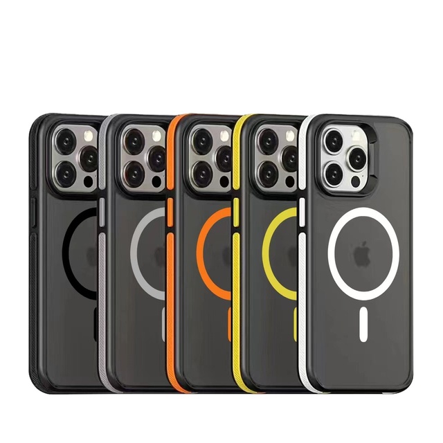 Dual-Color Shockproof Hybrid Matte Magnetic Phone Case for iPhone 16 15 14 13 12 Frosted Magnet Cover