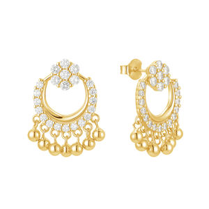 Pendientes Gemnel 925 Silver Stone Chandbali 15mm Pendientes modernos de luna creciente en miniatura para todos los días - Product Image 1