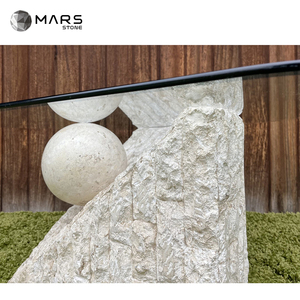 Design speciale Beige chiaro travertino tavolino <span class=keywords><strong>in</strong></span> <span class=keywords><strong>vetro</strong></span> tavolo <span class=keywords><strong>in</strong></span> pietra naturale pietra naturale tavolino da caffè per Hotel - Product Image 5