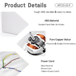 Ventilateur d'extraction APC15-2S-P 150 mm en plastique, axial, mural, électrique 220 V, blanc, moteur en cuivre pur, double panneau d'admission d'air - Product Image 5