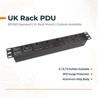Unité de distribution d'alimentation (PDU) robuste en aluminium avec prise UK, câble d'alimentation personnalisé 14AWG 16AWG 18AWG, montage en rack 19 pouces pour centre de données
