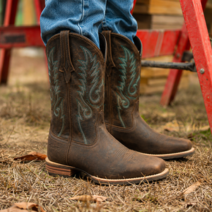 Bottes <span class=keywords><strong>de</strong></span> cowboy occidentales mi-mollet pour femmes, <span class=keywords><strong>en</strong></span> cuir <span class=keywords><strong>de</strong></span> vachette, à bout carré, à enfiler, semelle extérieure <span class=keywords><strong>en</strong></span> caoutchouc antidérapante, doublure <span class=keywords><strong>en</strong></span> soie <span class=keywords><strong>de</strong></span> <span class=keywords><strong>lait</strong></span>, toutes saisons - Product Image 2