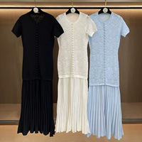 Nouvel ensemble tricoté 2 pièces pour femme 2026 : Robe élégante à manches courtes et cardigan à manches longues – Tenue décontractée au design modeste et raffiné