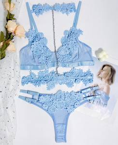 Sexy Women's Underwear Punk Tied up Hollow Lace Ladies Erotic Lingerie Sets Four Piece Set - Product Image 6