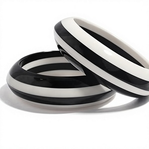 High Quality Fancy Geometric Resin <b>Bracelets</b> Stylish Best <b>White</b> Black & Multicolor Unisex Bangles Classic Wedding Party Woman - Product Image 5