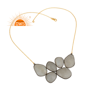 Arc-en-ciel Moonstone Gemstone Nouveau Designer 18k Plaqué Or Argent Déclaration Collier Bijoux Fournisseur Vintage Collection - Product Image 1