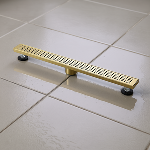 Desagüe lineal para ducha de 28 pulgadas en oro cepillado con filtro para pelo, para uso en baño y cocina - Product Image 2