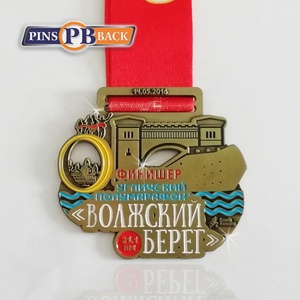 hot sale custom antique sport medal with gold plated and ribbon - Product Image 1