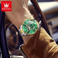 OLEVS 6715 montre-bracelet mécanique lumineuse automatique de luxe squelette hommes vert en acier inoxydable mouvement montres pour hommes horloge
