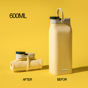 Bouteille <span class=keywords><strong>d</strong></span>'eau pliable en Silicone à fond carré léger de 600ML, sans BPA, pour le Sport en plein air - Product Image 4