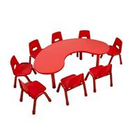 Ensemble table et chaises pour enfants en plastique coloré, hauteur réglable, forme de lune, pour fêtes, mobilier de maternelle, vente en gros