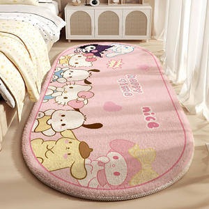 Alfombras Junrui para niños, alfombra ovalada de imitación de cachemira, antideslizante, con dibujos animados de animales, tapete para la cabecera de la cama, para dormitorio infantil. - Product Image 3