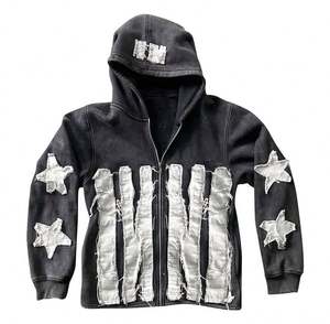 Sudadera con capucha desgastada de peso pesado Unisex logotipo personalizado sólido corto 100% algodón bordado lavado ácido Vintage parche invierno - Product Image 1