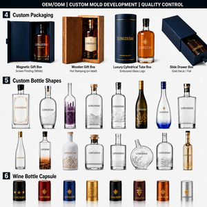 Bouteille de whisky/vodka en verre <span class=keywords><strong>Magnum</strong></span> vide de 750 ml avec bouchon, design rond avec logo client - Product Image 5