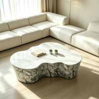 Table basse en marbre Calacatta organique de style moderne et luxueux pour la décoration de la maison, salon, hôtel, bar, café
