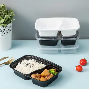 Magnetron Wegwerp 2 3 4 Compartiment Pp Plastic Maaltijd Prep Voedsel Opslag Container Bento Lunch Voedsel Verpakking Met Deksel