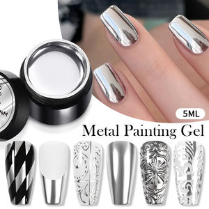 BORN PRETTY Nouveau Gel <span class=keywords><strong>Vernis</strong></span> Métallique Argenté Chromé Fort pour Ongles Français Effet Miroir <span class=keywords><strong>Semi</strong></span>-<span class=keywords><strong>Permanent</strong></span> - Product Image 2