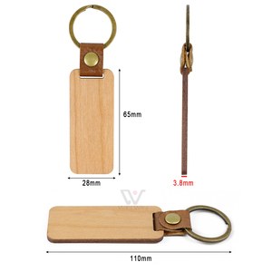 Vente en gros d'ébauches laser en bois porte-clés porte-clés étiquette gravure porte-clés en cuir personnalisé porte-clés en bois pour cadeau d'affaires - Product Image 3